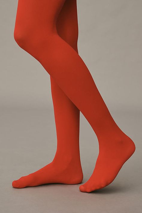 Nylon, elastane Imported | Opaque Tights by Anthropologie in Red, Women's, Size: XS/S, Nylon/Elastane Unique Tights, Orange Tights, Brown Socks, Red Tights, Cute Christmas Outfits, Colored Tights, Opaque Tights, Fashion Tights, Little Outfits