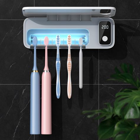 PRICES MAY VARY. ✅ UV-C Germicidal Technology: This UV toothbrush sanitizer uses UV light to physically kill up to 99.9% of bacteria on your toothbrush without chemicals, providing you and your family with clean toothbrushes for good oral hygiene ✅ Safe Family Toothbrush Organizer: Smart chip control, when the cover is opened, the UV light toothbrush sanitizer will auto stop working, so you and your family can use it with peace of mind. It's also a perfect bathroom toothbrush holder to save spac Toothbrush Sterilizer, Uv Toothbrush Sanitizer, Toothbrush Sanitizer, Mirrors Wood, Toothbrush Organizer, Toothbrush Organization, Wall Mounted Toothbrush Holder, Safe Family, Sanitize Toothbrush