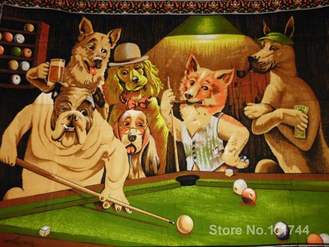 Dogs Playing Pool, Playing Pool, Dogs Playing, Dog Canvas Art, Pictures For Home, Dog Canvas, Modern Dog, Vintage Dog, Wall Art Pictures