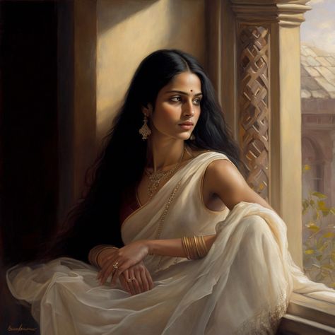 Indian Women Painting, Indian Art Gallery, Seni Dan Kraf, Portrait Photography Women, Indian Photoshoot, Indian Woman, Indian Aesthetic, Indian Art Paintings, High Fantasy