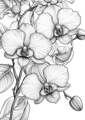 ↑↑↑ Larger size on website 🔸 The image is a detailed pencil drawing of a cluster of orchid flowers. The drawing is done in black Orchid Line Drawing, Orchid Flower Drawing, Orchid Drawing, Cascading Flowers, Design Pattern Art, Copper Design, The Orchid, Orchid Flowers, Orchid Flower