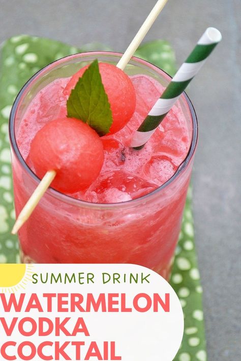 Super refreshing, a great summer drink! Watermelon Vodka Cocktail Watermelon Summer Drinks Alcohol, Watermelon Drinks With Alcohol Vodka, Watermelon Drinks With Alcohol, Watermelon Cocktail Vodka, Watermelon Summer Drinks, Watermelon Alcoholic Drinks, Watermelon Vodka Drinks, Watermelon Vodka Slush, Watermelon Drinks