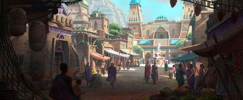 Marketplace Fantasy Art, Fantasy Marketplace Art, Fantasy Marketplace Concept Art, Fantasy Marketplace Aesthetic, African Fantasy City, Fantasy Marketplace, Kingdom Concept Art, Desert Reference, Fantasy Egypt