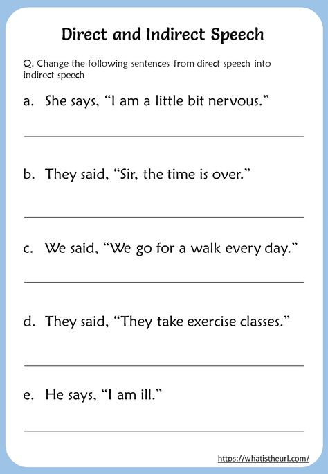 Direct & Indirect Speech Worksheets for 5th Grade Direct Indirect Speech Worksheet, Narration Worksheet, Direct Speech Worksheets, Direct And Indirect Speech Worksheets, Indirect Speech Worksheets, English Excercise, Worksheets For 5th Grade, Speech Worksheets, Letter I Worksheet