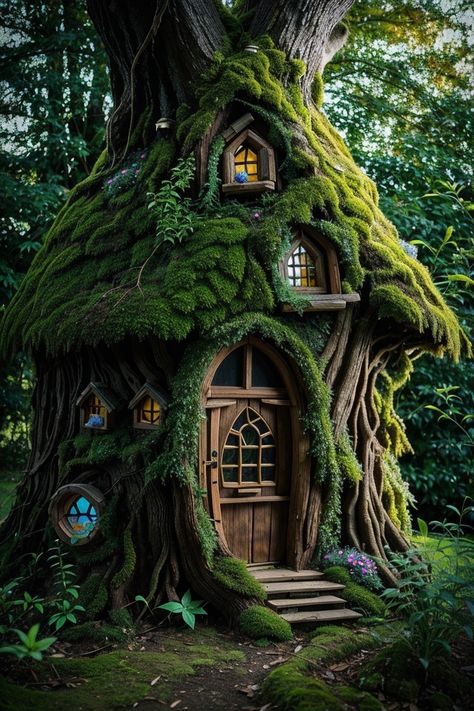 Fairytale Houses, Casa Hobbit, Fairy Tree Houses, Fairytale House, Storybook Homes, Forest Cottage, Fairytale Cottage, Fairy Tree, Hobbit House