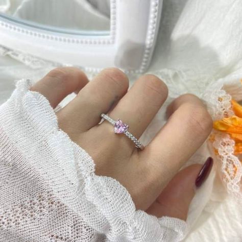 925 sterling silver delicate heart ring available in two colours clear and pink for any special occasion. Pink Heart Ring Aesthetic, Reminders Of Him Aesthetic, Reminders Of Him, Heart Shape Ring, Aesthetic Rings, Falls Church, Heart Shaped Rings, Pink Ring, Pink Heart