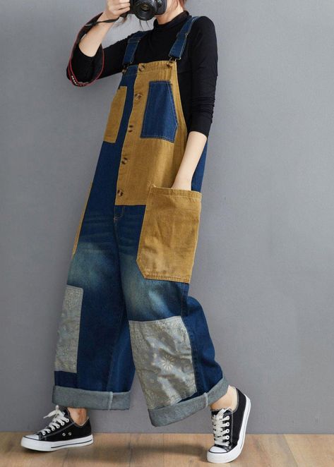 Upcycle Denim Jeans, Denim Recycling, Spring Jumpsuit, Pants Inspiration, Spring Jumpsuits, Patchwork Trousers, Jumper Denim, Jumpsuit Pants, Upcycled Denim