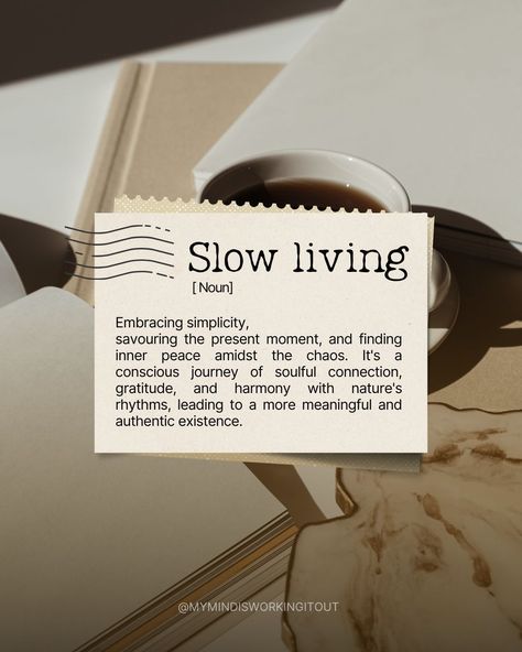 Embrace the art of slow living. In a world that often races ahead, savor the simplicity of each moment. Allow yourself the luxury of mindful presence, appreciating the textures of life, the rhythm of your breath, and the subtle beauty in the ordinary. Unplug, breathe deeply, and relish the unhurried pace. Slow living is not about doing less; it's about being more intentional. Discover the richness in every slow, deliberate step. 🌿🕰️ #JournalingForMentalHealth #MindfulReflections #mentalhea... The Art Of Slow Living, Art Of Slow Living, Subtle Beauty, Creative Lifestyle, Finding Inner Peace, Creative Living, Mindful Living, Slow Living, Relish