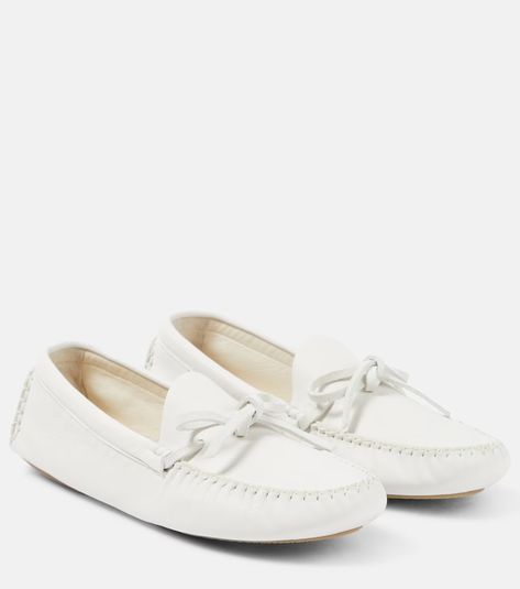 Lucca leather moccasins in white - The Row | Mytheresa Leather Moccasins, Lucca, Shoe Box, Moccasins, The Row, In Italy, Loafers, Italy, Leather