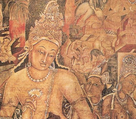 lotus AJANTA-01 Ancient Indian Paintings, Ajanta Caves, Ancient Indian Art, Boho Art Drawings, Ancient Paintings, Indian Painting, Tibetan Art, Cave Paintings, Madhubani Painting