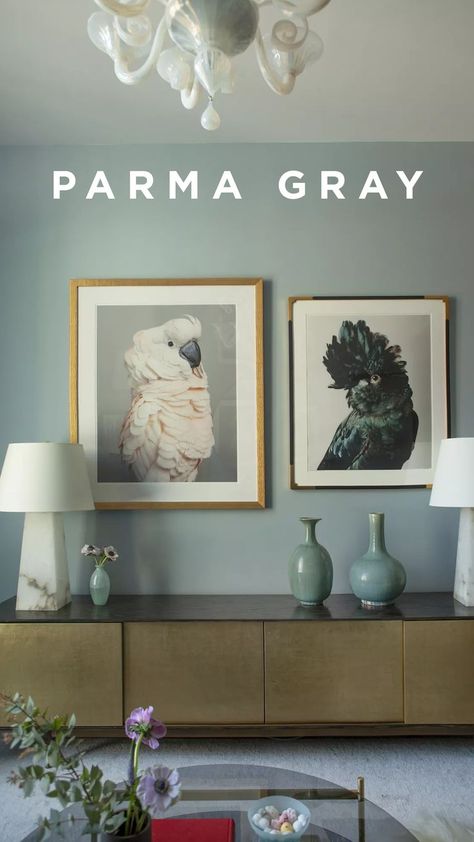 While this color has grey undertones, Parma Gray from Farrow & Ball usually reads as a cool, crisp blue. The hue can create a period feel, especially when paired with neutrals. Because this color is so easy on the eyes, there are lots of colors that go with blue on the color wheel. (Image credit: Design by Lauren Stern. Photo by Patrick Cline) Wall Paint Color Schemes, Farrow And Ball Blue Gray, Parma Grey, Parma Gray, Heritage Paint Colours, Farrow And Ball Bedroom, Farrow And Ball Living Room, Dark Gray Bedroom, Dark Paint Colors