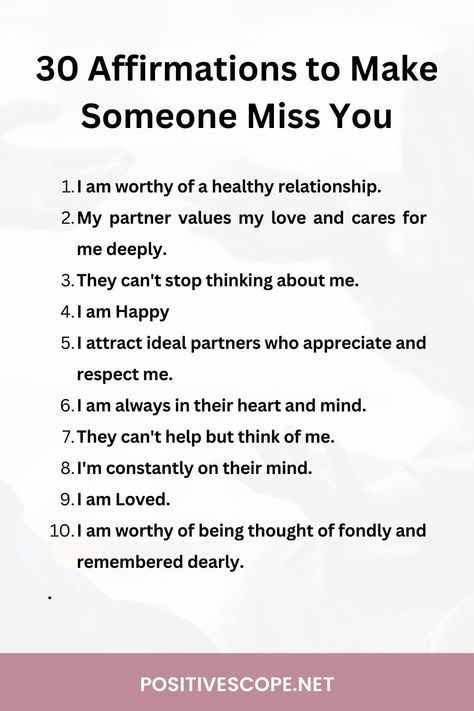 Affirmations To Make Someone Miss You Make Someone Miss You Spell, Make Him Chase You Affirmations, Make Him Miss You Affirmations, How To Manifest Someone To Love You, Spell To Make Someone Miss You, Make Him Think Of Me Spell, How To Make Someone Miss You, Think Of Me Spell, Best Affirmations