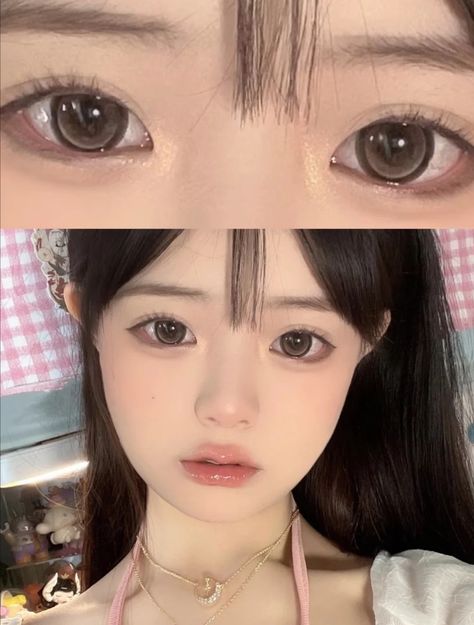 Douyin Makeup Cute, Ulzzang Eyes, Kawaii Makeup Tutorial, Japan Makeup, Asian Makeup Looks, Makeup Tumblr, Soft Makeup Looks, Cute Eye Makeup, Doll Eye Makeup