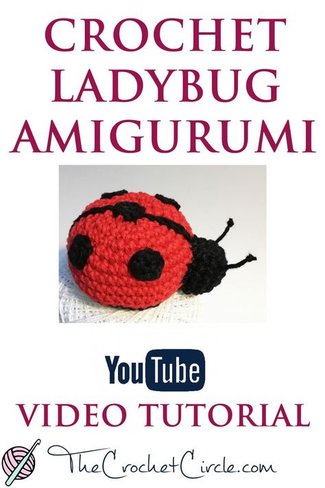 YouTube video tutorial on how to crochet an amigurumi ladybug Crochet Mini Ladybug Pattern Free, Crochet Ladybug Keychain Pattern Free, Crochet Ladybug Keychain, Crochet Ladybird Pattern Free, Ladybug Amigurumi Free Pattern, Crochet Ladybug Pattern Free, Crocheted Bugs, Stuffies Crochet, Crochet Beetle