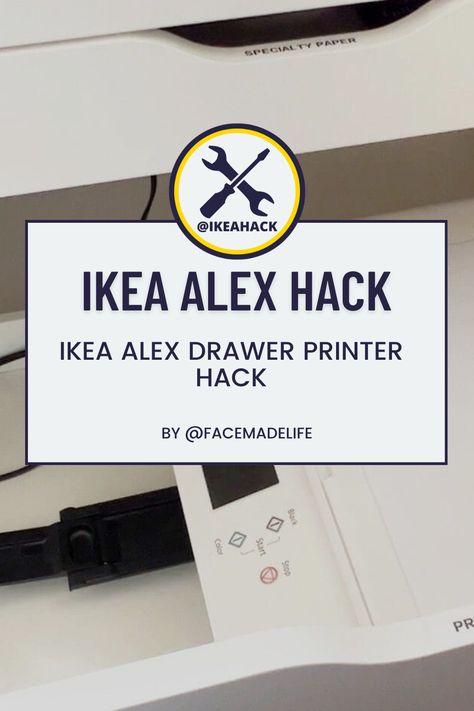 Alex Drawer Printer, Ikea Alex Printer Hack, Printer Hacks, Printer Station, Alex Desk, Printer Cart, Ikea Alex Drawers, Alex Drawer, Metal Braces