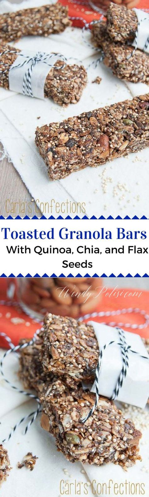 Toasted Granola Bars with Quinoa, Chia and Flax Seeds #glutenfree #healthysnacks #lunchbox #backtoschoolrecipes #snacksforkids #quinoa Toasted Granola, Quinoa Granola Bars, Cooking Quinoa, Quinoa Granola, Healthy Bars, Flax Seed Recipes, Seed Recipes, Homemade Granola Bars, Granola Bar