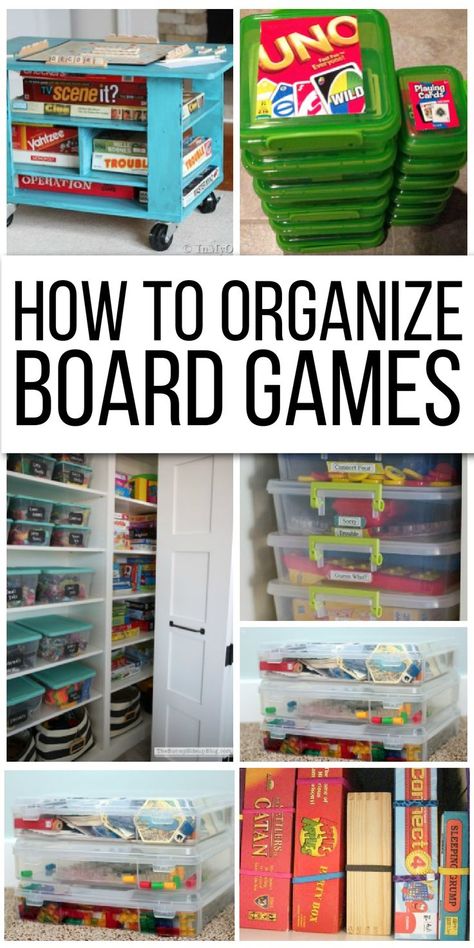 12 ways to finally get your messy board games organized featured on Kids Activities Blog. Board Game Storage Box, Uno Card Storage, Organizing Board Games, Game Storage Closet, Board Game Storage Ideas, Game Storage Ideas, Board Game Collection, Beautiful Valley, Puzzle Storage