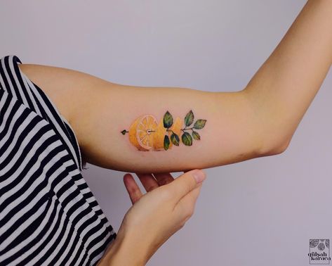 Gulsah Karaca Lemon Tattoo Capri Tattoo, Lemon Tattoo, Plan Furniture, Fruit Tattoo, White Mulberry, Crazy Tattoos, Sweet Tattoos, Weird Tattoos, Botanical Tattoo