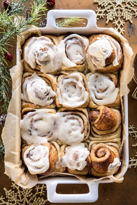 Easiest Overnight Eggnog Brioche Cinnamon Rolls | halfbakedharvest.com #cinnamonrolls #Christmas #easyrecipes #eggnog Brioche Cinnamon Rolls, Half Baked, Christmas Brunch, Half Baked Harvest, Christmas Breakfast, Make Ahead Breakfast, Cinnamon Rolls, Clue, Breakfast Brunch