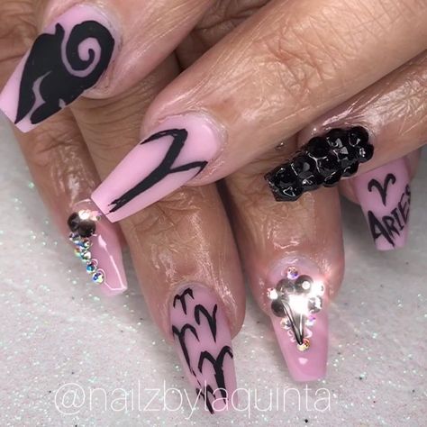 ♈️ ♈️ #birthdayset #ariesseason #Ariesnails #birthdaynails #birthday #aries #nailtech #handpainted #nailart #texasnailtech #austinnails… Zodiac Nail Art Aries, Aries Themed Nails, Aries Zodiac Nail Designs, Aries Zodiac Nails, Aries Nails Zodiac Signs, Aries Nails Acrylic, Birthday Nails Aries, Aries Nail Designs, Aries Birthday Nails