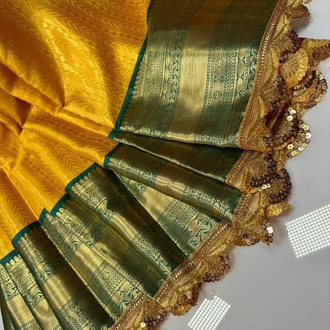 Presenting you this lovely aari lace border on most popular banarasi pattu saree with beautiful dual shade kanchi weaving border Blouse- brocade blouse with blouse border Price- 1950+ship Dm for order whatsup 8309874411 or Dm to @hansicollections inbox #hansicolletions #halfsaree #halfsareefunction #reels #longgowns #longfrockdesigns #celebritystyle #vintagestyle #trendingnow #treditionallook #treditionallook #best #outfits #celebritystyle #starmaa #pattusarees #boutiqueshopping #bou... Pavadai Sattai, Half Saree Function, Long Frock Designs, Brocade Blouse, Brocade Blouses, Pattu Saree, Best Outfits, Lace Border, Half Saree