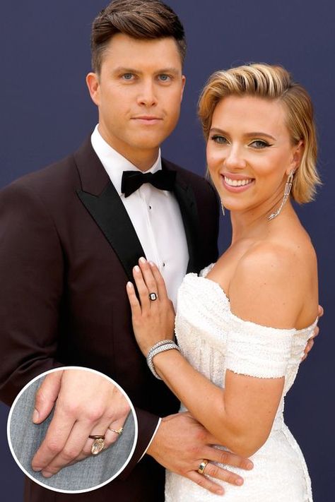 Celebrity Wedding Rings, Colin Jost, Engagement Celebration, Celebrity Engagement Rings, Inexpensive Wedding Venues, Top Celebrities, Celebrity Tattoos, Ellen Degeneres, Ryan Reynolds