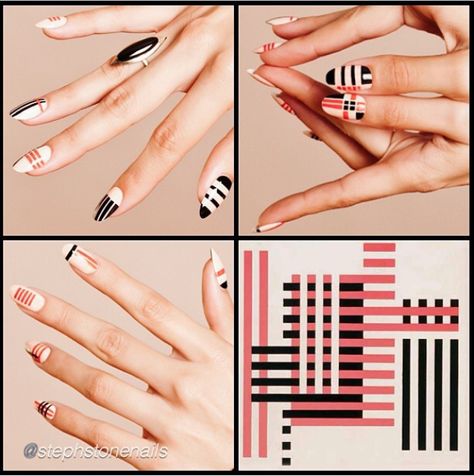 josef albres inspired nails bauhaus Nail Art Zodiac Signs, Rasta Nails, Runway Nails, Bauhaus Inspired, Nail Art Stripes, Nail Looks, Gothic Nails, Seasonal Nails, Holiday Nail Art