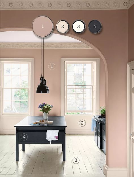 No-Fail Color Combos to Make Any Space a Work of Art - This Old House Dead Salmon, Blush Pink Bedroom, Free Home Decor, Aqua Walls, Cotswold Cottage, Sophisticated Interior, Peach Walls, Shaped Kitchen, Edwardian House