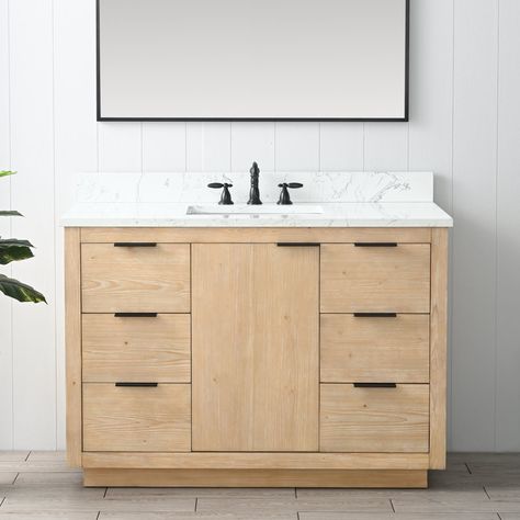 Wrought Studio Calahan 48'' Free Standing Single Bathroom Vanity with Stone Top | Wayfair Ceramic Undermount Sink, Mid Century Bathroom, Vanity Set With Mirror, Bathroom Vanity Base, White Quartz Countertop, Decorating Style, Vanity Base, Double Bathroom Vanity, Wood Bathroom