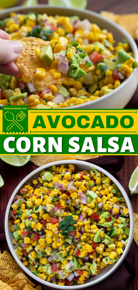 Sweet Corn Salsa Recipe, Corn Salsa Dip, Sweet Corn Salsa, Fresh Corn Salsa, Avocado Corn Salsa, Tomato Salsa Recipe, Corn Dip Recipes, Fresh Salsa Recipe, Corn Salsa Recipe