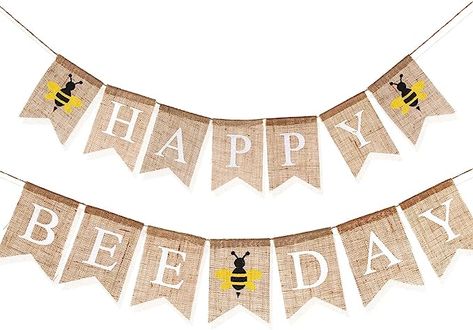 Amazon.com: HOWAF Jute Burlap Happy Bee Day Banner, Happy Bee Day for 1st Birthday - Bumblebee Birthday Party Decoration, First Birthday Burlap Banner for Baby Shower, Birthday Souvenir and Gifts for Kids : Toys & Games Happy Bee Day, Baby Shower Bunting, Bee Day, Birthday Souvenir, 1st Birthday Banners, Bee Party, Rustic Gifts, Bee Birthday, Party Garland