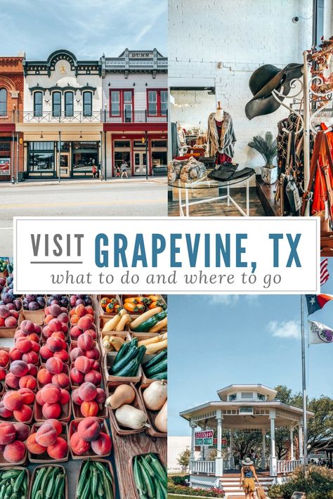 Learn about the different things to do in Grapevine, TX. Their main street offers a weekly farmer's market, several wineries, and plenty of shopping. Things To Do In Grapevine Texas, Grapevine Texas Things To Do, Road Trip Texas, Nashville Farmers Market, Grapevine Texas, Texas Adventure, Texas Trip, Grapevine Tx, Texas Vacations