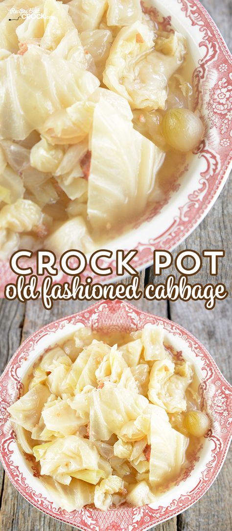 Crock Pot Cabbage Recipe: This super easy recipe tastes just like grandma used to make! Tender cabbage with the savory flavor of bacon and onions makes the perfect side dish for any family dinner. Crock Pot Cabbage, Coconut Dessert, Cabbage Recipe, Paleo Crockpot, Cooked Cabbage, Brownie Desserts, Crockpot Dishes, Cabbage Rolls, Crock Pot Slow Cooker