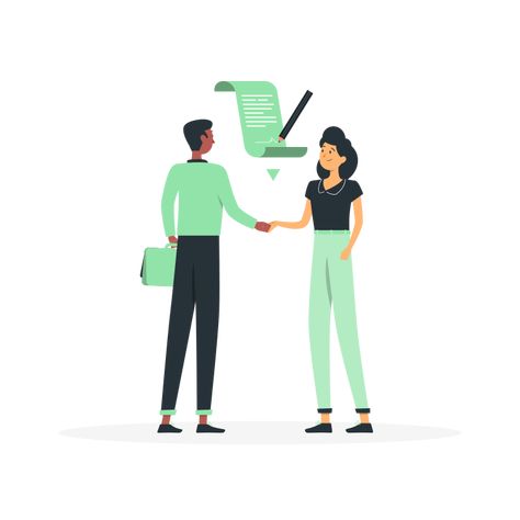 Contract Illustration, Contract Signing, Employment Contract, Hand Shake, Second Income, Hire Purchase, Create A Story, Letter Icon, Purchase Agreement