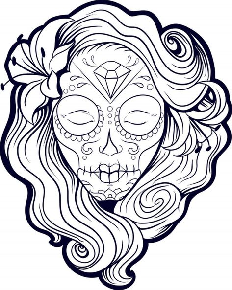 Cool Sugar Skull Coloring Pages Ideas - Free Coloring Sheets Skull Coloring, Skull Color, Skull Coloring Pages, Sugar Skull Girl, Adult Colouring Printables, Spirit Board, Candy Skulls, Adult Colouring Pages, Sugar Skull Art