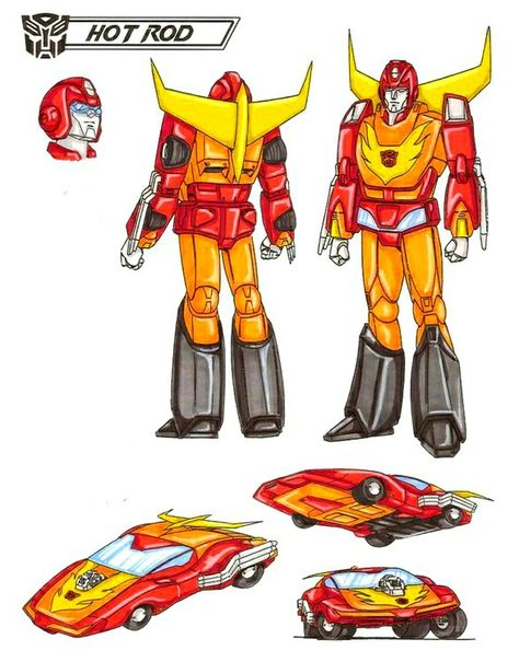 Hot Rod Transformers Hot Rod, Transformers Drawings, Hot Rod Transformers, Rodimus Prime, Arcee Transformers, Transformers Generation 1, Transformers Art Design, G1 Transformers, Transformers Design