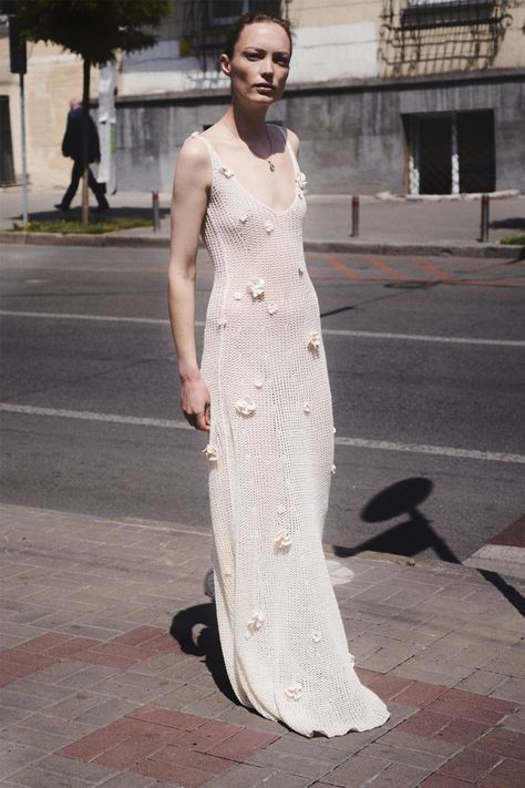 Astrid Flower, Sensual Dress, Resort 2024 Collection, Ellen Show, Hand Knitted Dress, Anna October, Resort 2024, Cotton Maxi, Maxi Dress Cotton