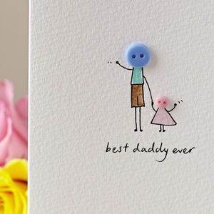 Personalised 'Button Daddy' Handmade Card - blank cards Button People, Pun Cards, Father Birthday Cards, Calligraphy Ideas, Button Creations, Button Craft, Birthday Card Craft, Forest Scenery, Father Birthday