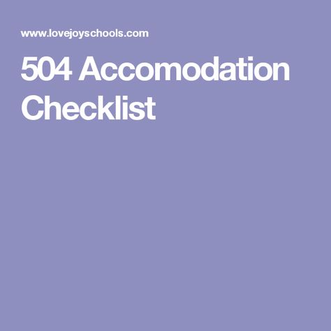 504 Accomodation Checklist 504 Plan Accommodations, 504 Accommodations, Iep Accomodations, Teacher Coaching, Iep Binder, 504 Plan, Middle School Counseling, Elementary Counseling, Social Skills Activities