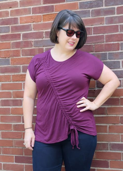 Ruched Skirt Pattern, Ruching Technique, Pattern Hacking, Plus Size Summer Fashion, Plus Size Tips, Plus Size Sewing, Pattern Hack, Top Diy, Tshirt Refashion