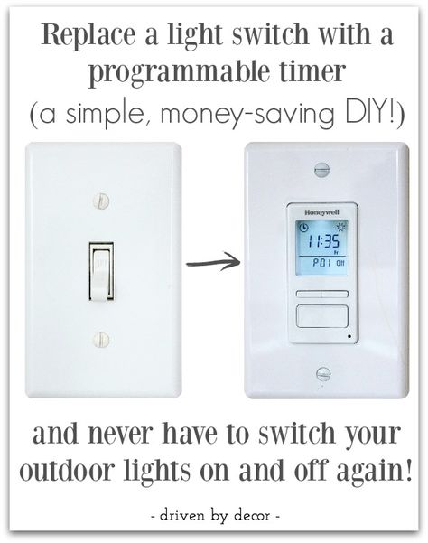 LOVE the idea of a timer that turns outdoor lights on and off automatically!! Driven By Decor, Nate Berkus, Garage Lighting, Up House, Outdoor Lights, Home Tech, Outdoor Light, Home Tools, Home Technology