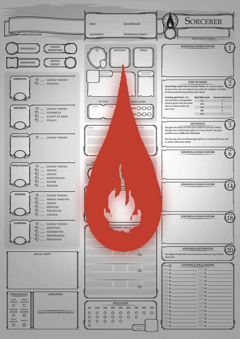 Class Character Sheets - The Sorcerer - Dungeon Masters Guild | Dungeon Masters Guild Sorcerer Character Sheet, Dnd Character Sheet, Character Sheets, Brain Dump, Nerd Stuff, Dungeon Master, Character Sheet, Dnd Characters, Dungeons And Dragons