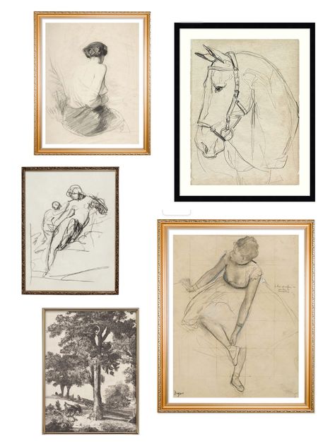 Sketches Framed Wall Art, Wall Art Timeless, Gallery Wall Drawings, Wall Art French, Modern French Art, Framed Sketch Art, Classical Art Prints, Framed Pencil Drawings, Framed Sketches On Wall