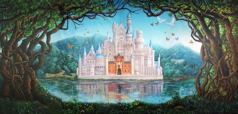 Fairy Tale Castle Scenic Backdrop Cinderella Backdrop, Fairy Tale Castle, Castle Backdrop, Ideas Fiesta, Fairy Images, Castle Art, Stage Backdrop, Event Backdrop, Christmas Tree Painting