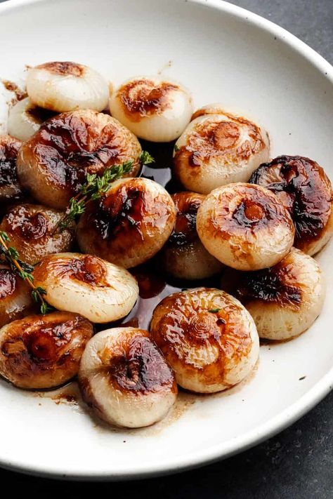 Balsamic Glazed Cipollini Onions Whisper Of Yum, Cippolini Onions, Braised Short Ribs Recipe, Cipollini Onions, Roasted Ham, Short Ribs Recipe, Braised Short Ribs, Vegetable Pasta, Onion Recipes