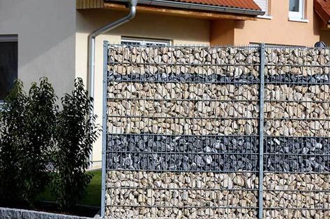 Gabion Cages, Gabion Retaining Wall, Crushed Granite, Gabion Fence, Wood Privacy Fence, Gabion Wall, Wood Gate, Wrought Iron Fences, Wall Seating