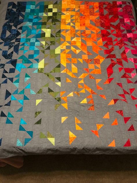 My Mom Started Quilting A Couple Years Ago. She Recently Made This Beauty For Me. She Isn’t On Reddit, But I Wanted To Put This Somewhere For Her To Get Some Recognition For Her Great Work Dinosaur Quilt, Dear Jane Quilt, Crumb Quilt, International Quilt Festival, Quilt Modernen, Japanese Quilts, Start Quilting, Half Square Triangle Quilts, Going To Sleep