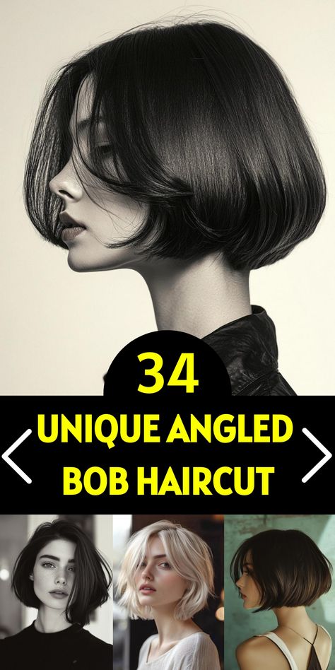 Embrace the sophisticated allure of the angled bob haircut! Dive into 34 fabulous interpretations of this classic cut that's beloved by fashion icons and trendsetters alike. The angled bob effortlessly combines sleek lines with dynamic movement, making it perfect for any occasion. Discover how to achieve and maintain this versatile style for a timeless, head-turning look. Angled Bob Haircut, Graduated Bob Haircuts, Graduated Bob, Edgy Elegance, French Bob, Oval Face Haircuts, Dynamic Movement, Great Haircuts, French Braid Hairstyles