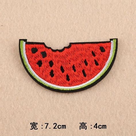 Watermelon Patch, Bag Patches, Cartoon Embroidery, Diy Accessories, Iron On Patches, Clothing Patterns, Sewing Crafts, Arts And Crafts, Embroidery