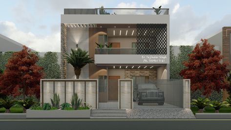 30 Feet Front Elevation, Classic Elevation, Modern India, Classic House Exterior, Elevation Design, Bungalow House, Bungalow House Design, Front Elevation, House Elevation